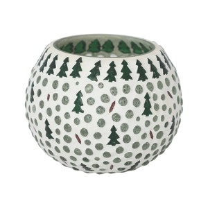 Storied Home Sphere Glass Mosaic Tealight/Votive Holder with Trees, Multicolor - 1 of 1