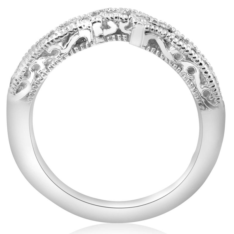Pompeii3 1/5ct 14k White Gold Vintage Wedding Engagement Ring Enhancer, 4 of 6