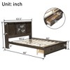 TiramisuBest Wood Queen Size LED Platform Bed with Barn Door Design Headboard, USB and 2 Drawers - 4 of 4