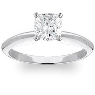 Pompeii3 1 Carat Cushion Diamond Solitaire Engagement Ring 14K White Gold Lab Created