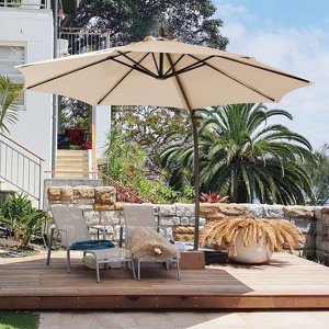 HYLEORY Outdoor Curvy Cantilever Umbrella with Sand Bag Base, Size: 132"/144" - 1 of 4