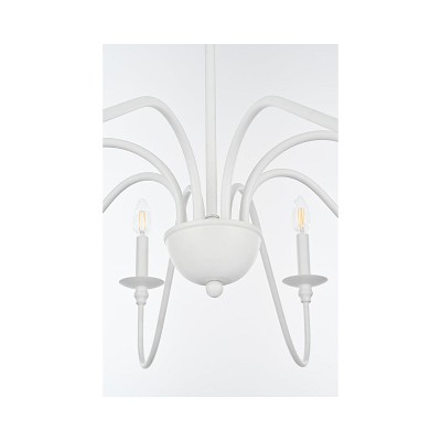 White 42" 8-Light Metal Chandelier with Adjustable Chain