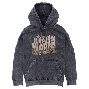 Mens Jurassic World Cartoon Floral Logo Lightweight Hoodie - 1 of 2