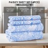 4 Piece Bed Sheets Printed Microfiber Sheet Set Ultra Soft, Easy Care Paisley Printed Sheets - Lux Decor Collection - 2 of 4