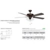 Luminance Heritage Home Oil Rubbed Bronze 52" Ceiling Fan  3x Turtle Light Kit (White Alabaster Marble Glass) - 4 of 4