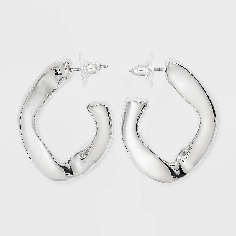 Twisted Open Hoop Earrings - Universal Thread&#8482; Silver, 1 of 5