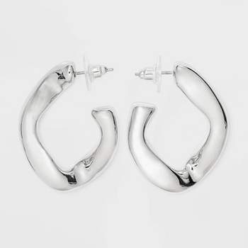 Twisted Open Hoop Earrings - Universal Thread™ Silver