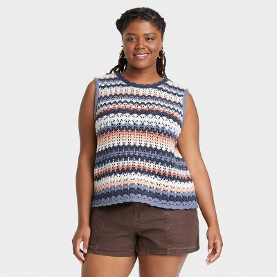 Women's Openwork Sweater Tank - Universal Thread™ Multistriped