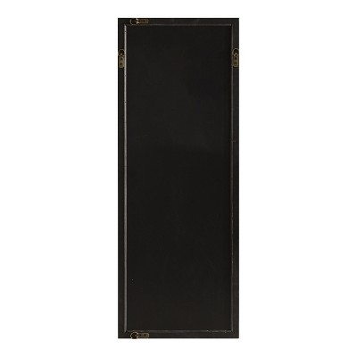 Mavis Black Framed Rectangular Wall Mirror with Geometric Inlay