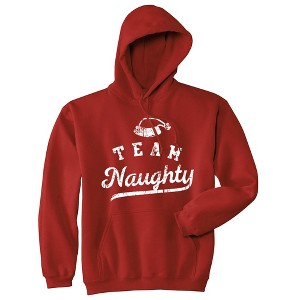 Team Naughty Adult Hoodie Funny Xmas Party Santas Bad Group List Hooded Sweatshirt - Crazy Dog Hoodie - 1 of 4