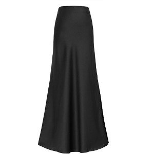 INSPIRE CHIC Women Satin Maxi Elastic High Waist Side Slit Flowy Long for Party Wedding Skirt - 1 of 4