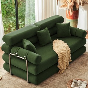 78.7" King Size Convertible Sleeper Sofa Bed With 3 Pillows, High Resilience Memory Foam Removable Folding Sofa Couch, Perfect for Bedroom Living Room - 1 of 4