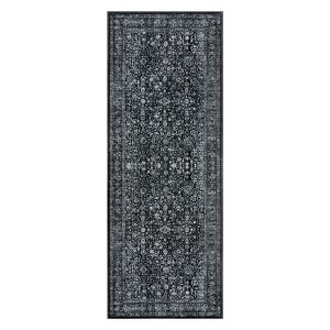 Coolmee Area Rug Washable Soft Distressed Floral Rugs, Non-Slip Low-Pile Vintage Neutral Carpet for Entryway Bedroom Living RoomGray - 1 of 4