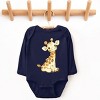 The Juniper Shop Watercolor Giraffe Long Sleeve Bodysuit - NB - Navy - 2 of 4