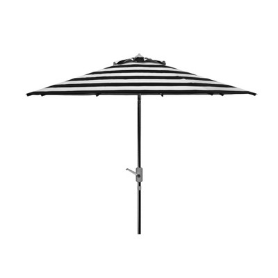 8.4' Round UV Resistant Iris Umbrella Black/White - Safavieh