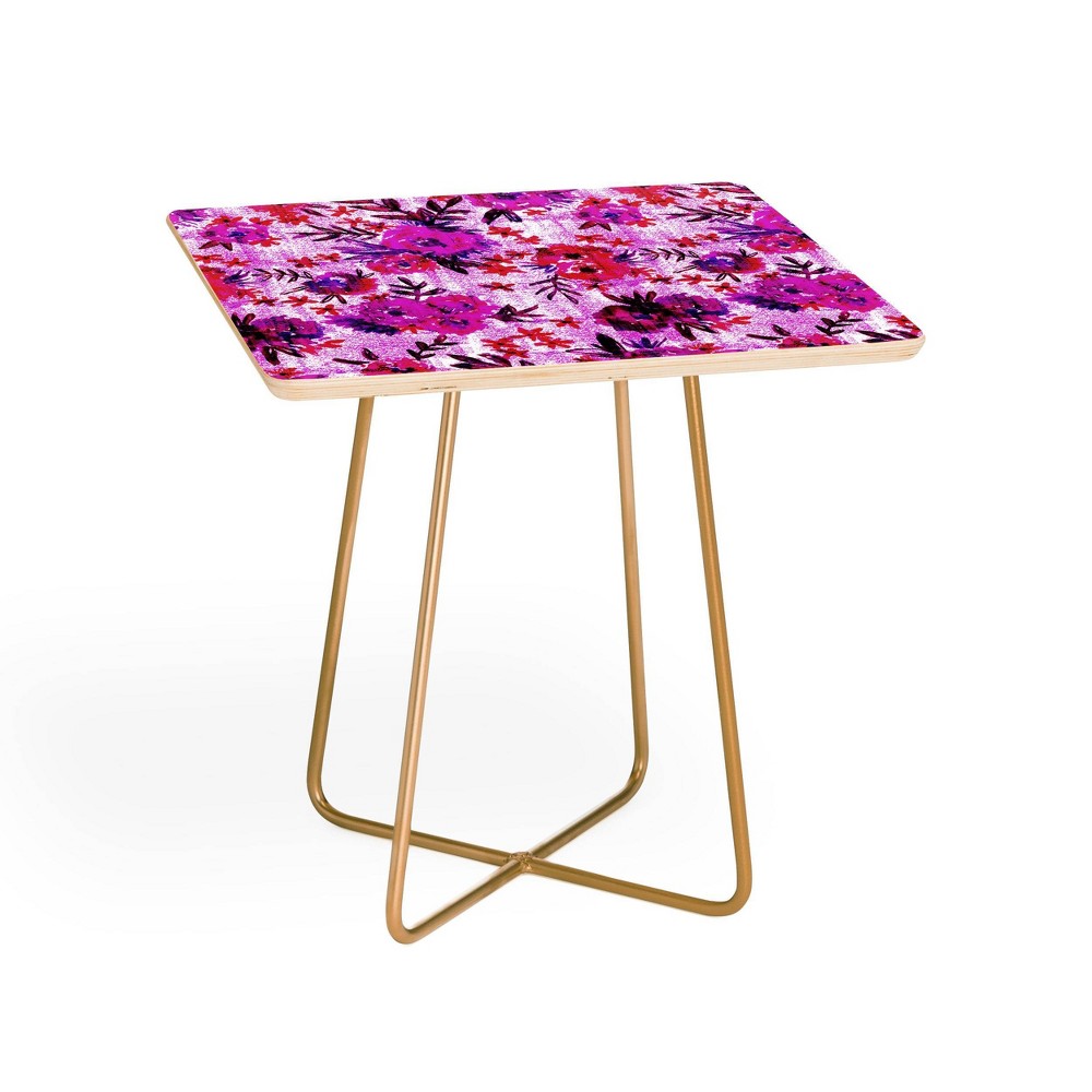 Photos - Coffee Table Schatzi Marion Floral Side Square Table Gold - Deny Designs