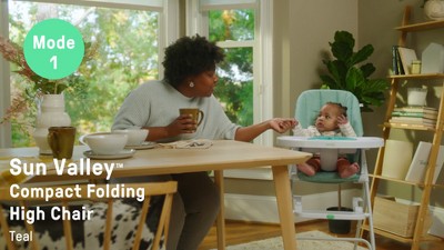 Gray Portable Folding High Chair with Safety Harness