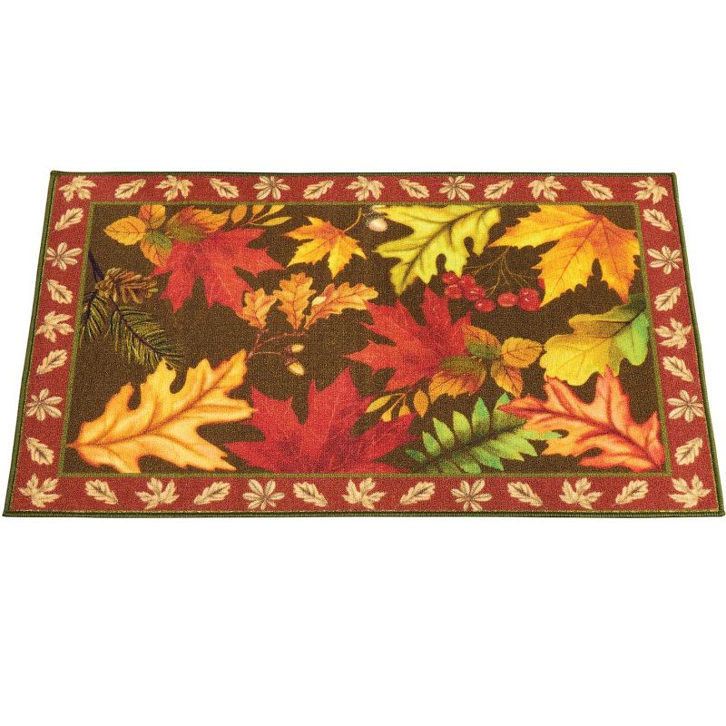 Collections Etc Lovely Fall Colored Leaves Print Design Accent Rug 27" x 45", 1 of 5