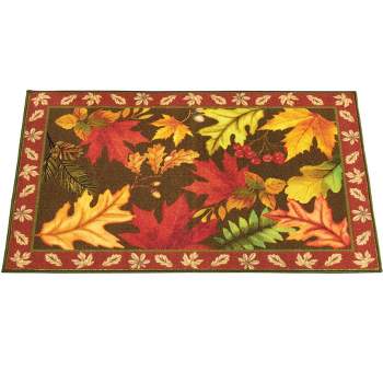 Collections Etc Lovely Fall Colored Leaves Print Design Accent Rug 27" x 45"