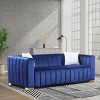 Modern Velvet Long Sofa,87”Channel Tufted Sofa Couch,Luxury 3 Seater Couch With Pillows & Gold Legs,Lounge Sofa Furniture-Cuddlewood - 2 of 4