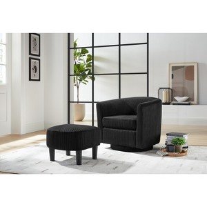 Lyngins 360° Corduroy Swivel Accent Chairs with Ottoman,Upholstered Swivel Arm Chairs for Living Room,Bedroom - 1 of 4