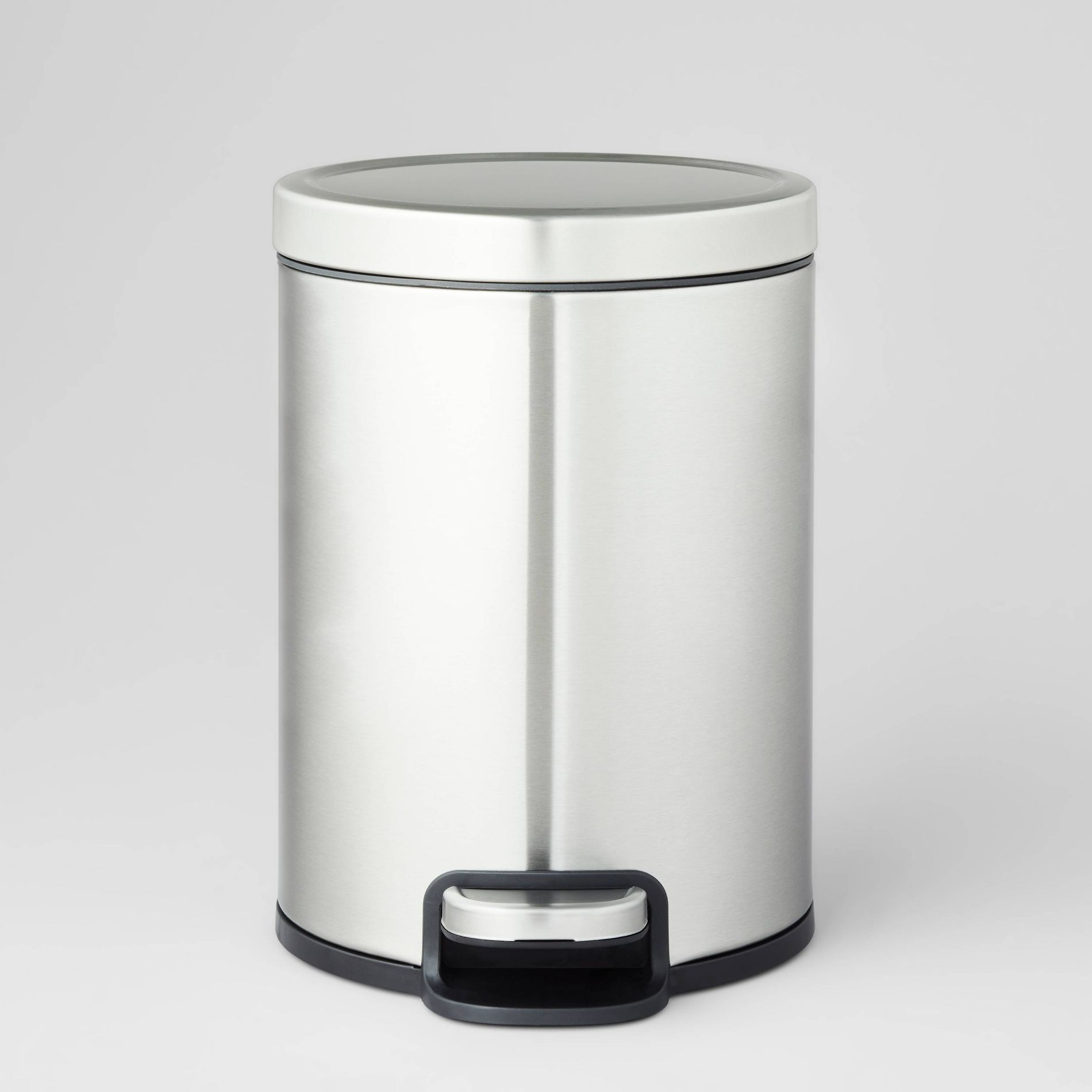 5L Round Step Trash Can Silver - Brightroom™: Stainless Steel, Bathroom Trash Can with Lid, Indoor Use