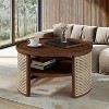 CAVINAS Rattan Coffee Table with Rattan Storage Base, Round Coffee Table with Storage, Modern Side Table for Living Room - 4 of 4