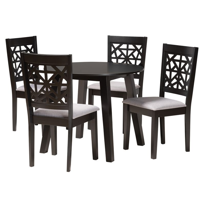Baxton Studio Aiden Modern Grey Fabric and Dark Brown Finished Wood 5-Piece Dining Set, 2 of 10