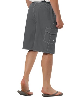 TATT 21 Men's Summer Casual Drawstring Elastic Waist Solid Beach Board Shorts Gray 30 — фото 3