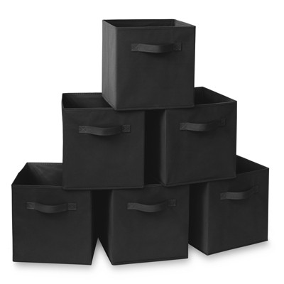 Casafield Set Of 6 Collapsible Fabric Storage Cube Bins, Black - 11  Foldable Cloth Baskets For Shelves And Cubby Organizers : Target