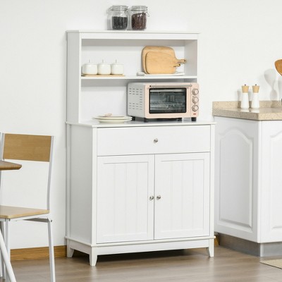 Modern 58" Kitchen Buffet With Hutch, Microwave With