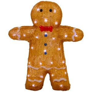 Northlight 16" LED Lighted Acrylic Gingerbread Man with Bow Tie Christmas Decoration - 1 of 4