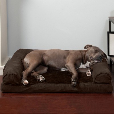 Large Espresso Orthopedic Foam Sofa Pet Bed