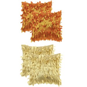 Unique Bargains Solid Color 3D Sequins Leaf Indoor Outdoor Throw Pillow Covers 4 Pcs - 1 of 4
