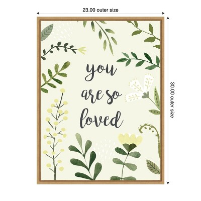 You Are So Loved Green and Natural Maple Framed Canvas Print