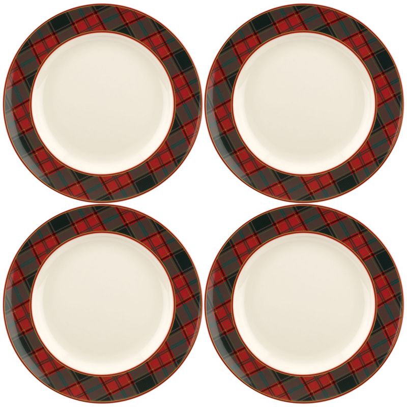Spode Christmas Tree Tartan 10.5 Inch Dinner Plate, Set of 4, Dishwasher and Microwave Safe, 1 of 8