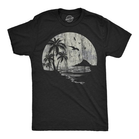 Мужские футболки Crazy Dog T-Shirts, Inc. Mens Funny T Shirts Moon Beach Vacation Novelty Graphic Tee for Men - Crazy Dog Men's T Shirt For Summer Vacation Black L