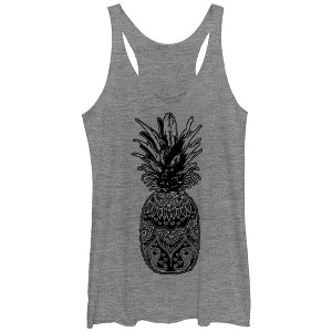 Women's Lost Gods Henna Pineapple Print Racerback Tank Top - 1 of 3