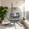 AEELLEEA Egg Swing Chair with Stand Cushion Strong Load Bearing 2 Person Hanging Wicker Hammock Chair for Indoor Outdoor Garden Patio Light Gray - 2 of 4