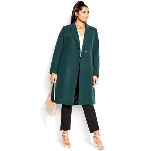 CITY CHIC | Women's Plus Size Effortless Chic Coat - emerald - 14W - 1 of 4