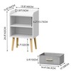 SeaCamel 2-Tier Nightstand with Collapsible Fabric Drawer - White Wood Side Table Storage Cabinet - 3 of 4