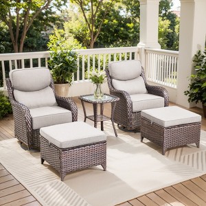 Gymojoy Outdoor Patio Swivel Chairs Glider Chair Set with 6" Thick Cushions Glider Chairs and Ottoman for Garden - 1 of 4