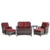 Gymojoy 7 Piece Outdoor Wicker Loveseat Sofa with Patio Swivel Glider Chairs with Coffee Table and Ottoman Sets - 2 of 4