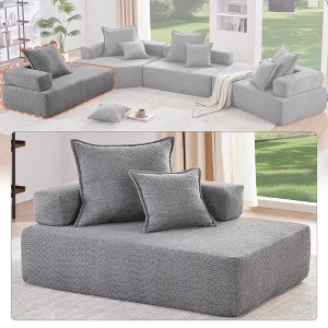 56" Boucle Modular Lounge Frame with Fully Compressed Design - 1 of 4