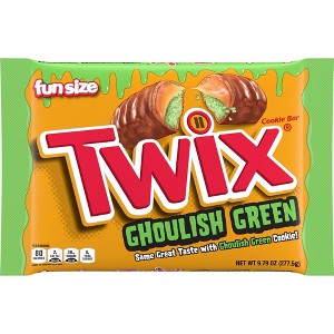 Twix Halloween Ghoulish Green Caramel Cookie Chocolate Bars Fun Size - 9.79oz - 1 of 4