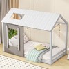 Twin Size Platform Bed with Roof and Window House Bed Frame, No Box Spring Required Twin Size Bedframe for Bedroom, Children's Room, Kids Room - 2 of 4