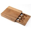 Acacia wood cheese board set, gift box included - three-layer deli board, comes with pizza cutter, butter knife and fork, and party/holiday card. - 3 of 3
