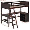 High Twin size Loft Bed with Desk, Wooden Loft Bed Frame with Storage Shelves - 2 of 4
