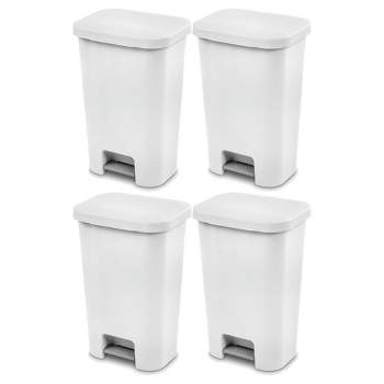 Sterilite Rectangular Step On  Kitchen Plastic Indoor Wastebasket with Wide Opening Lid and Comfort Handle for Home