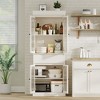 Kitchen Pantry Cabinet, Tall Storage Cabinet with Glass Doors and Adjustable Shelves, Freestanding Cupboard with Drawer - 3 of 4